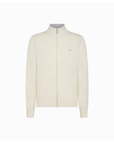 Cardigan uomo bianco panna in lava con colletto alto K44114 | SUN68 Cardigan uomo bianco panna in lava con colletto alto K44114 | SUN68