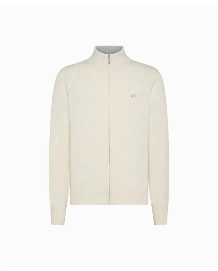 Cardigan uomo bianco panna in lava con colletto alto K44114 | SUN68 Cardigan uomo bianco panna in lava con colletto alto K44114 | SUN68