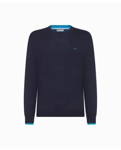 Maglia uomo navy blue in lana con dettagli su bordi K44125 | SUN68 Maglia uomo navy blue in lana con dettagli su bordi K44125 | SUN68
