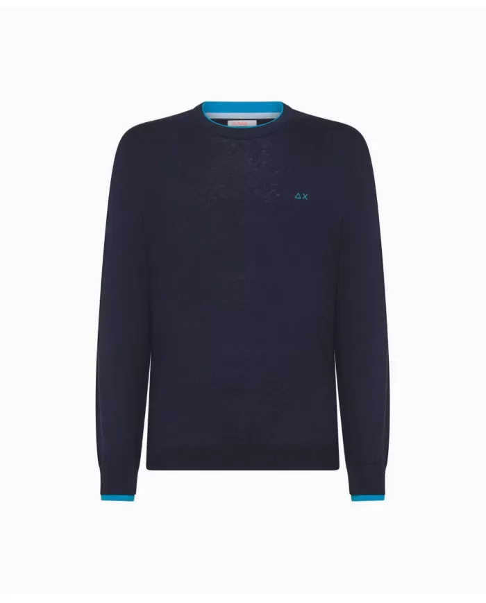 Maglia uomo navy blue in lana con dettagli su bordi K44125 | SUN68 Maglia uomo navy blue in lana con dettagli su bordi K44125 | SUN68