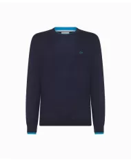 Maglia uomo navy blue in lana con dettagli su bordi K44125 | SUN68