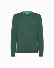 Maglia uomo verde scuro in lava con dettagli su bordi K44125| SUN68