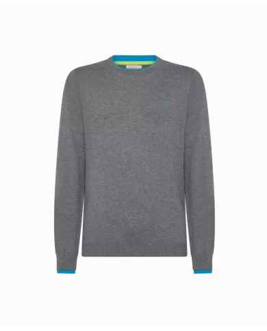 Maglia uomo grigio scuro in lana con dettagli su bordi K44125 | SUN68 Maglia uomo grigio scuro in lana con dettagli su bordi K44125 | SUN68