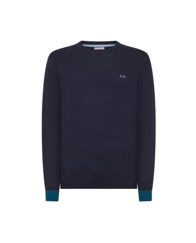 Maglia uomo navy blue in lana con toppe sui gomiti K44127| SUN68 Maglia uomo navy blue in lana con toppe sui gomiti K44127| SUN68