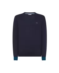 Maglia uomo navy blue in lana con toppe sui gomiti K44127| SUN68