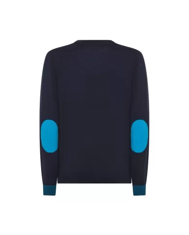 Maglia uomo navy blue in lana con toppe sui gomiti K44127| SUN68 Maglia uomo navy blue in lana con toppe sui gomiti K44127| SUN68