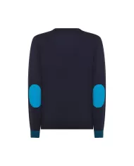 Maglia uomo navy blue in lana con toppe sui gomiti K44127| SUN68