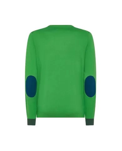 Maglia uomo verde in lana con toppe sui gomiti K44127| SUN68 Maglia uomo verde in lana con toppe sui gomiti K44127| SUN68