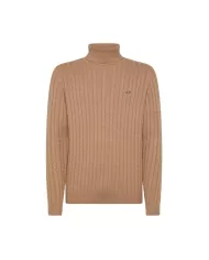 Dolcevita uomo beige in lana lavorazione trecciato K44156 | SUN68