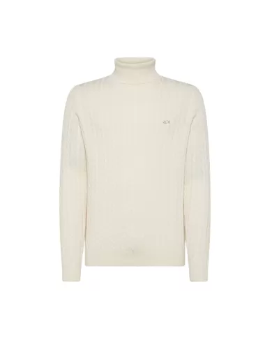Dolcevita uomo bianco panna in lana lavorazione tracciato K44156|SUN68 Dolcevita uomo bianco panna in lana lavorazione tracciato K44156|SUN68