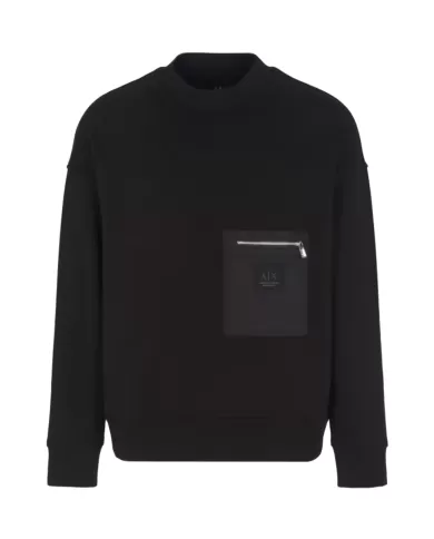Felpa uomo nero con tasca sul petto XM000121 AF10830| ARMANI EXCHANGE Felpa uomo nero con tasca sul petto XM000121 AF10830| ARMANI EXCHANGE