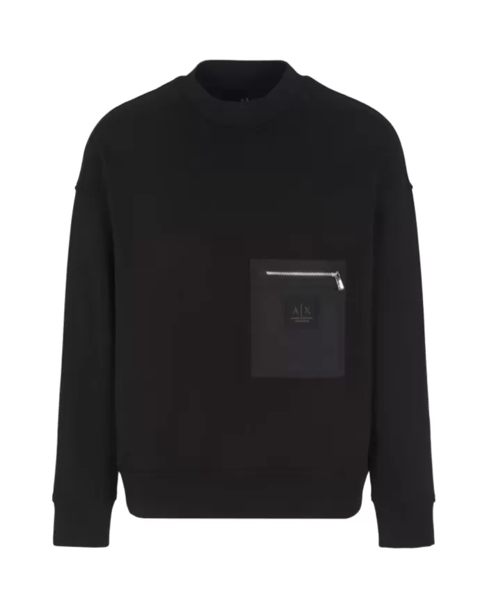 Felpa uomo nero con tasca sul petto XM000121 AF10830| ARMANI EXCHANGE Felpa uomo nero con tasca sul petto XM000121 AF10830| ARMANI EXCHANGE