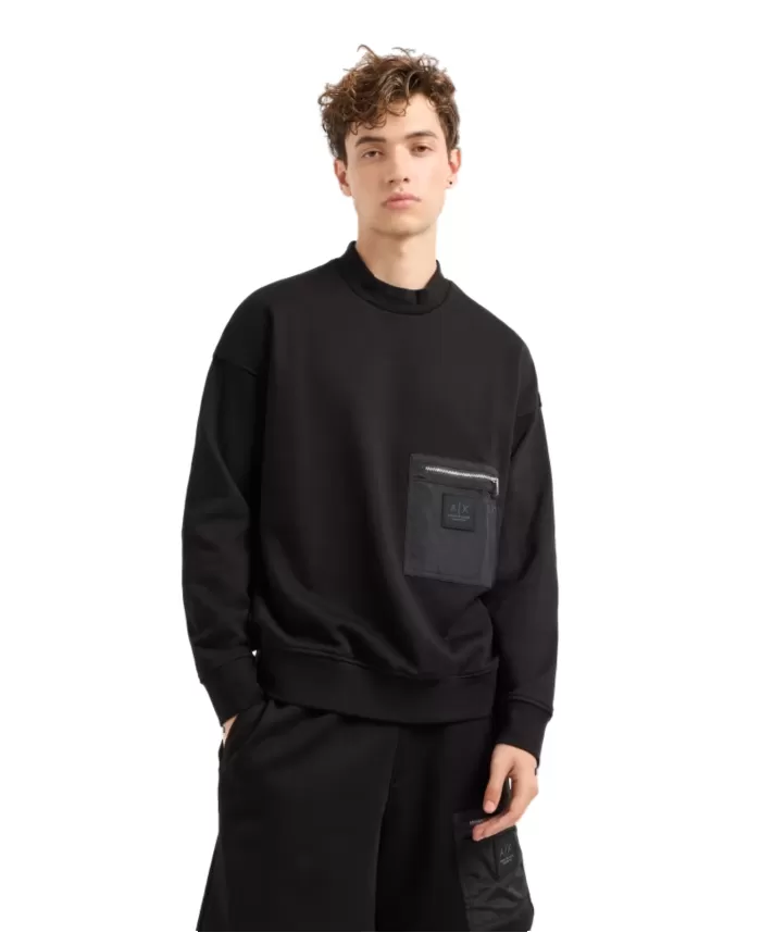 Felpa uomo nero con tasca sul petto XM000121 AF10830| ARMANI EXCHANGE Felpa uomo nero con tasca sul petto XM000121 AF10830| ARMANI EXCHANGE