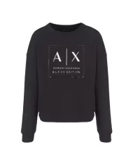 Felpa donna girocollo nera logata XW000006 AF10172 | ARMANI EXCHANGE
