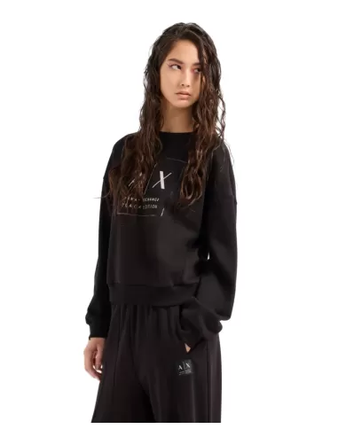 Felpa donna girocollo nera logata XW000006 AF10172 | ARMANI EXCHANGE Felpa donna girocollo nera logata XW000006 AF10172 | ARMANI EXCHANGE