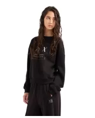 Felpa donna girocollo nera logata XW000006 AF10172 | ARMANI EXCHANGE