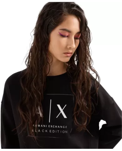 Felpa donna girocollo nera logata XW000006 AF10172 | ARMANI EXCHANGE Felpa donna girocollo nera logata XW000006 AF10172 | ARMANI EXCHANGE
