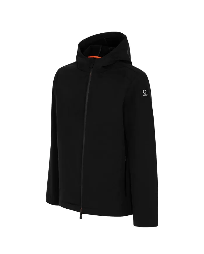 Giubbino nero donna con logo patch su manica | SUNS Giubbino nero donna con logo patch su manica | SUNS