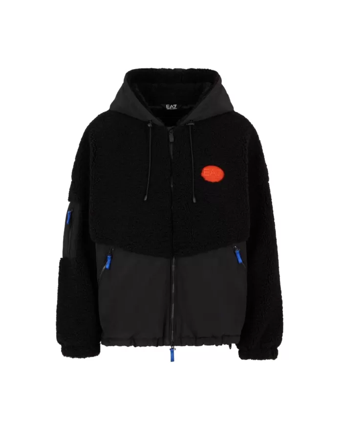 Bomber uomo nera over con dettagli effetto teddy 6DPB23 PNHNZ | EA7 Bomber uomo nera over con dettagli effetto teddy 6DPB23 PNHNZ | EA7