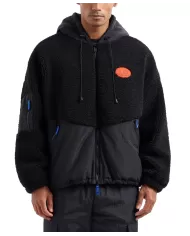 Bomber uomo nera over con dettagli effetto teddy 6DPB23 PNHNZ | EA7