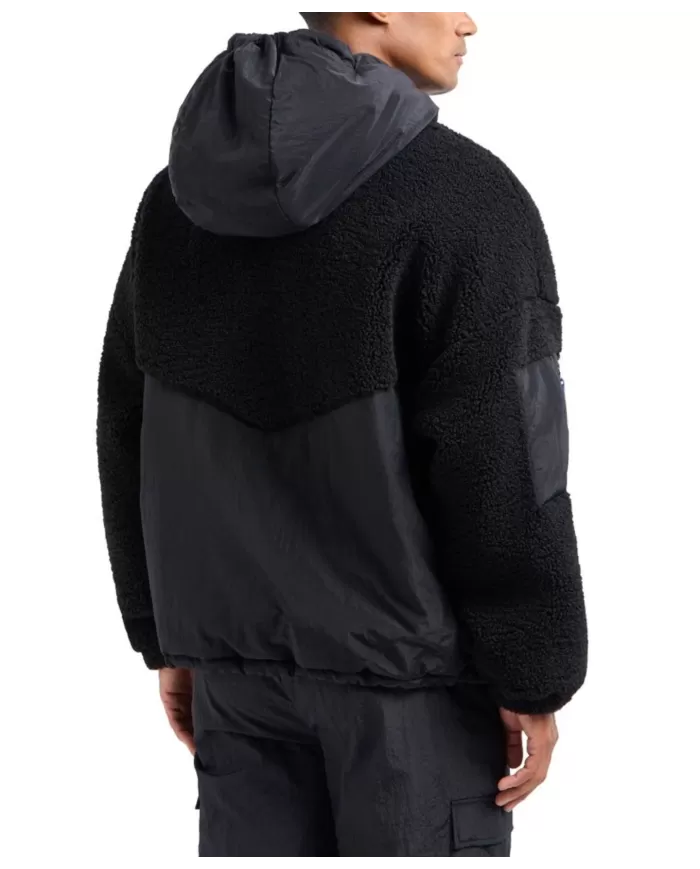 Bomber uomo nera over con dettagli effetto teddy 6DPB23 PNHNZ | EA7