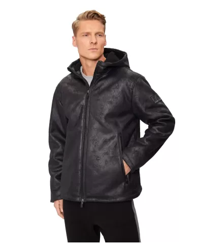 Giubbotto uomo nero foderato teddy con logo patch 6DPBA5 PN54Z | EA7 Giubbotto uomo nero foderato teddy con logo patch 6DPBA5 PN54Z | EA7