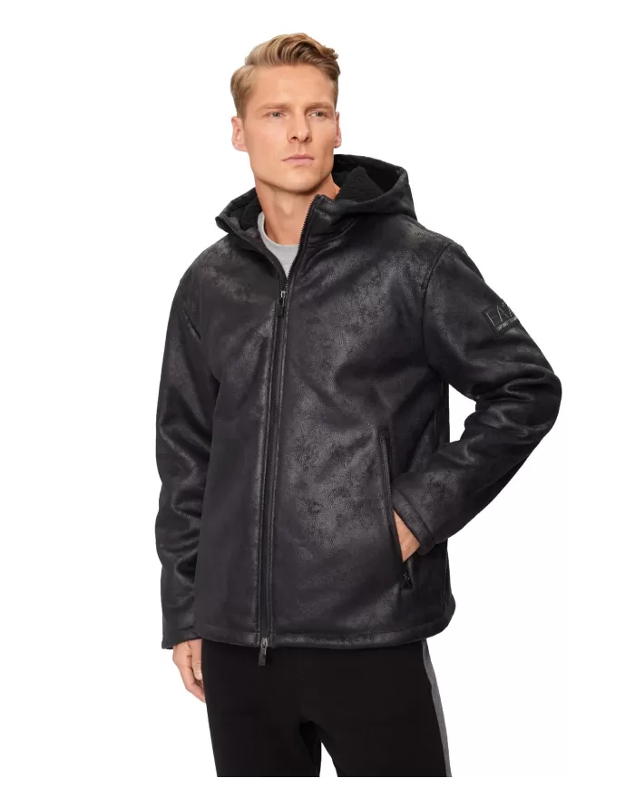 Giubbotto uomo nero foderato teddy con logo patch 6DPBA5 PN54Z | EA7 Giubbotto uomo nero foderato teddy con logo patch 6DPBA5 PN54Z | EA7