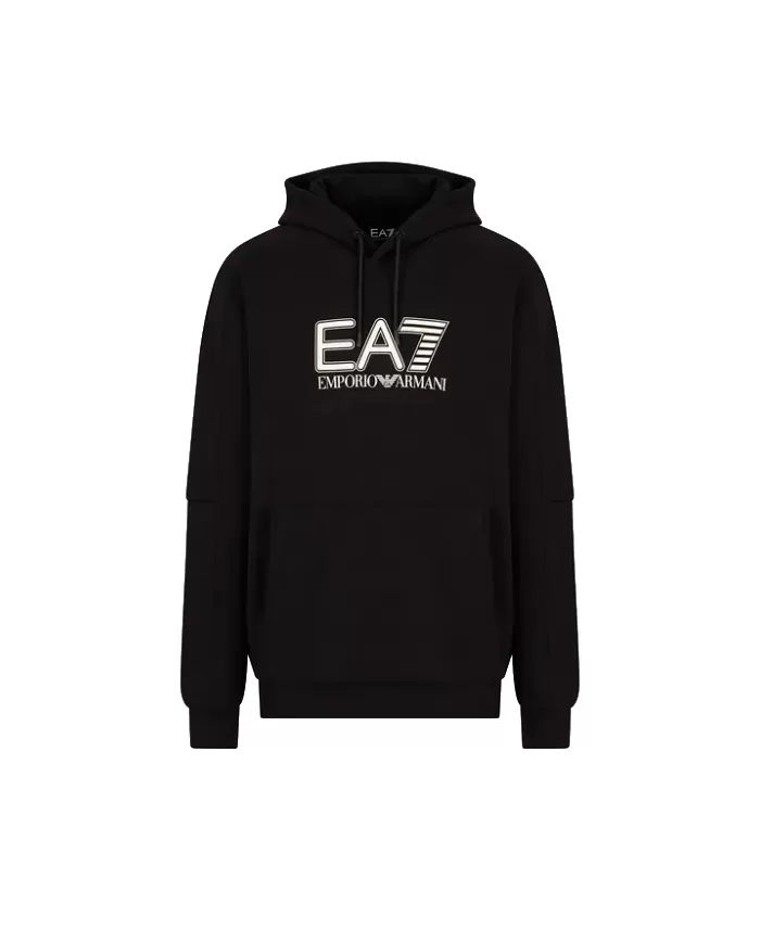 Felpa uomo nera oversize in cotone 6DOM02 PJVTZ | EA7 Felpa uomo nera oversize in cotone 6DOM02 PJVTZ | EA7
