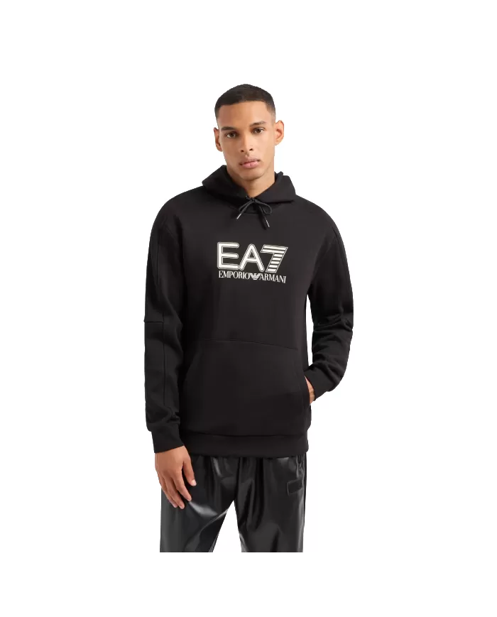 Felpa uomo nera oversize in cotone 6DOM02 PJVTZ | EA7 Felpa uomo nera oversize in cotone 6DOM02 PJVTZ | EA7