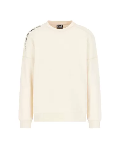 Felpa uomo gray in cotone e stampa logata su spalla 6DPM13 PJVTZ | EA7