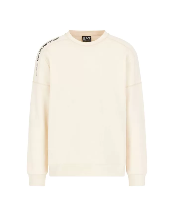 Felpa uomo gray in cotone e stampa logata su spalla 6DPM13 PJVTZ | EA7 Felpa uomo gray in cotone e stampa logata su spalla 6DPM13 PJVTZ | EA7