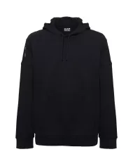 Felpa uomo nera in cotone logata su lati a nastro 6DPM18 PJVTZ| EA7