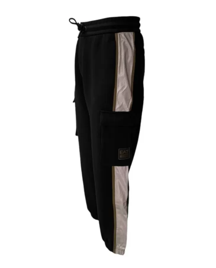 Pantalone uomo cargo gym nero in cotone logati 6DPP74 PJODZ| EA7