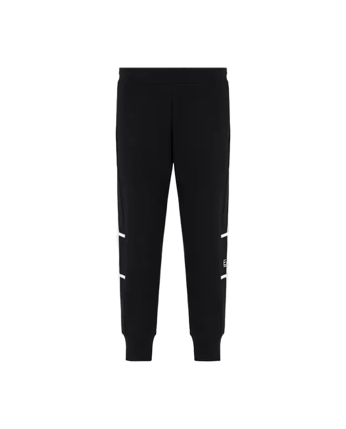 Pantalone uomo jogger nero in cotone logati 6DPP92 PJTKZ | EA7