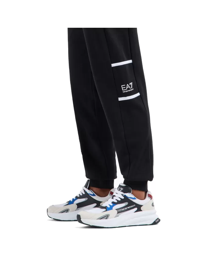 Pantalone uomo jogger nero in cotone logati 6DPP92 PJTKZ | EA7