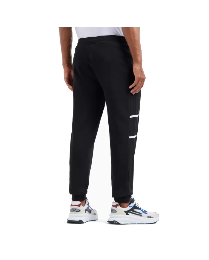 Pantalone uomo jogger nero in cotone logati 6DPP92 PJTKZ | EA7