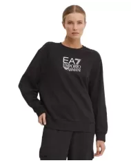 Felpa donna nera in cotone con stampa sul petto 6DTM11 TJZCZ | EA7
