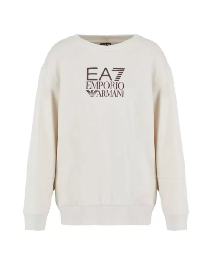 Felpa donna white in cotone con stampa sul petto 6DTM11 TJZCZ | EA7 Felpa donna white in cotone con stampa sul petto 6DTM11 TJZCZ | EA7