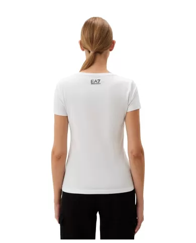T-shirt donna bianca in cotone con stampa brillantinata 6DTT18 TJQCZ | EA7 T-shirt donna bianca in cotone con stampa brillantinata 6DTT18 TJQCZ | EA7