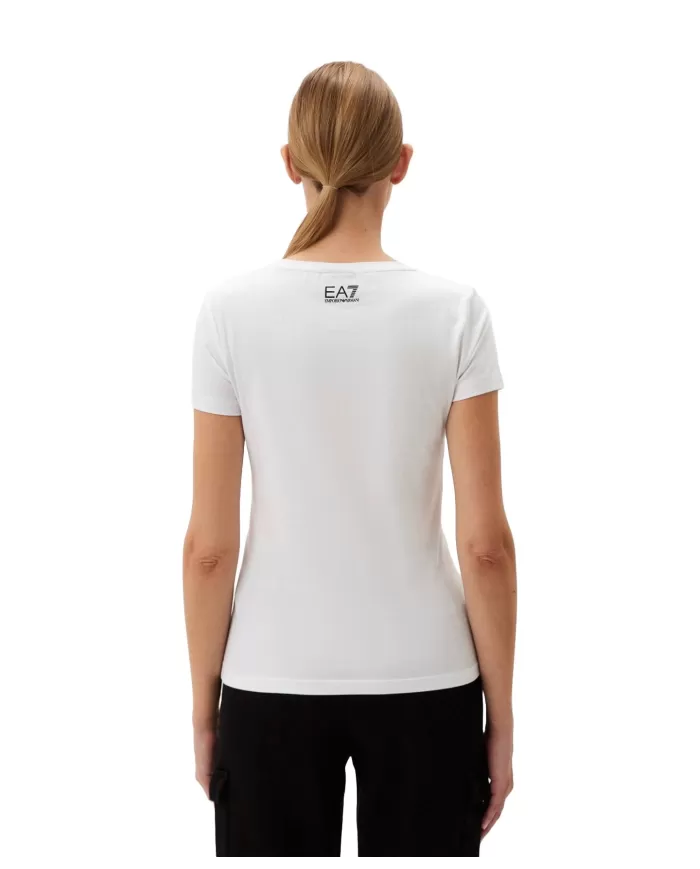 T-shirt donna bianca in cotone con stampa brillantinata 6DTT18 TJQCZ | EA7 T-shirt donna bianca in cotone con stampa brillantinata 6DTT18 TJQCZ | EA7