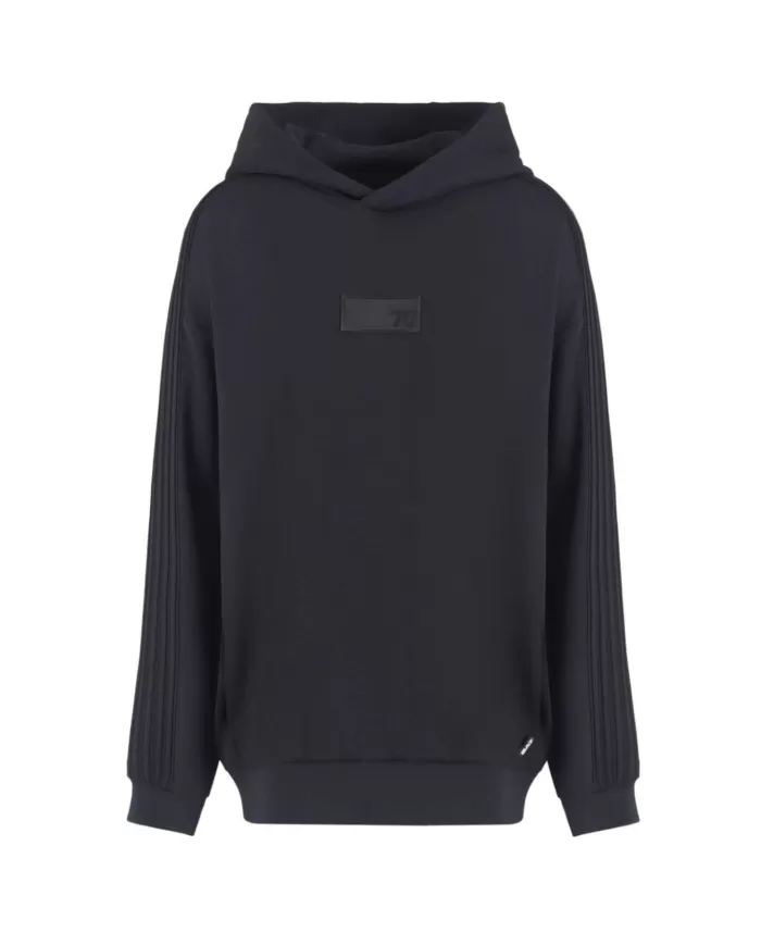 Felpa uomo nera oversize con cappuccio6DUM02 PJZKZ | EA7