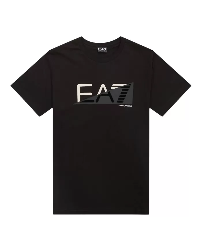 T-shirt uomo nera in cotone stampa logata avanti 7M000002 AF11970| EA7 T-shirt uomo nera in cotone stampa logata avanti 7M000002 AF11970| EA7