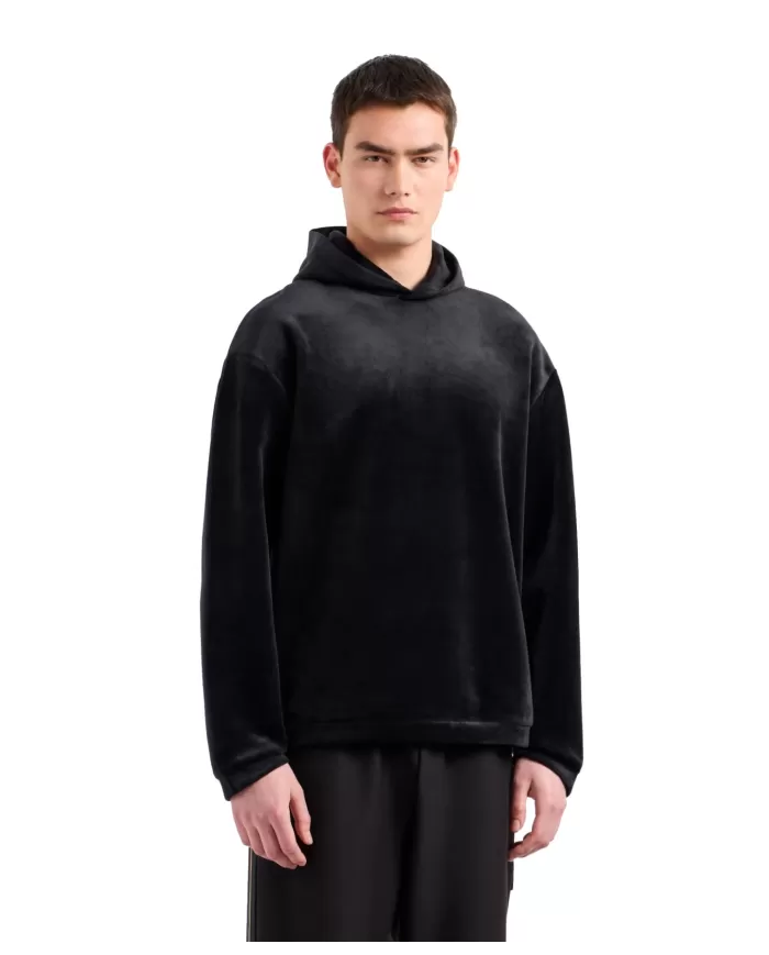Felpa uomo oversize nera in cotone con cappuccio 7M000031 AF10345| EA7 Felpa uomo oversize nera in cotone con cappuccio 7M000031 AF10345| EA7