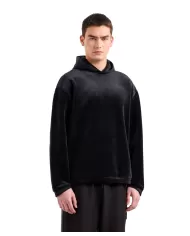 Felpa uomo oversize nera in cotone con cappuccio 7M000031 AF10345| EA7