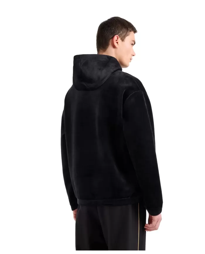 Felpa uomo oversize nera in cotone con cappuccio 7M000031 AF10345| EA7