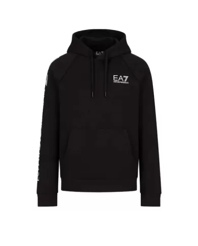 Felpa uomo nera in cotone oversize con cappuccio 8NPM08 PJ07Z | EA7 Felpa uomo nera in cotone oversize con cappuccio 8NPM08 PJ07Z | EA7