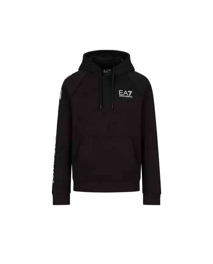 Felpa uomo nera in cotone oversize con cappuccio 8NPM08 PJ07Z | EA7 Felpa uomo nera in cotone oversize con cappuccio 8NPM08 PJ07Z | EA7