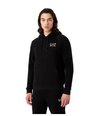 Felpa uomo nera in cotone oversize con cappuccio 8NPM08 PJ07Z | EA7