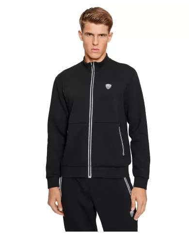 Felpa uomo nera con zip colletto alzato e logo patch 8NPM19 PJ4EZ| EA7 Felpa uomo nera con zip colletto alzato e logo patch 8NPM19 PJ4EZ| EA7