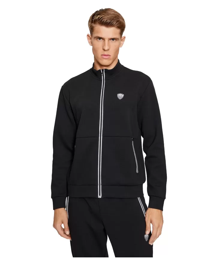 Felpa uomo nera con zip colletto alzato e logo patch 8NPM19 PJ4EZ| EA7 Felpa uomo nera con zip colletto alzato e logo patch 8NPM19 PJ4EZ| EA7